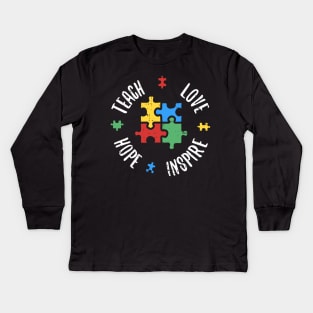 Autism Teacher Shirt Special Ed Teach Love Hope Inspire Gift Kids Long Sleeve T-Shirt